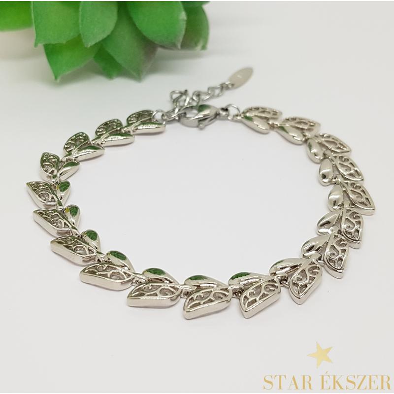 Lotte White Gold Filled levél mintás karkötő 17-20cm