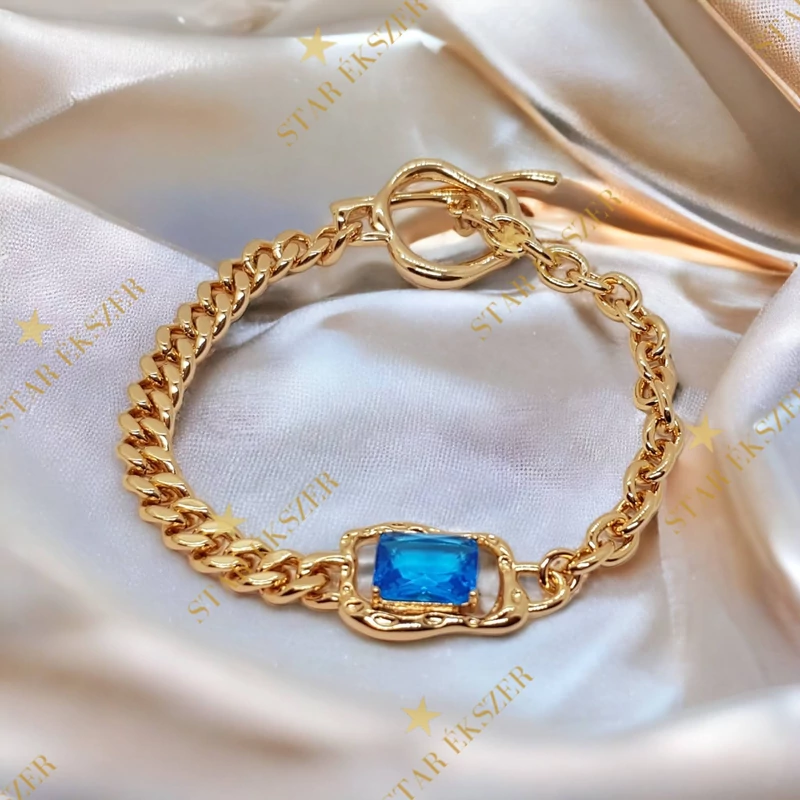Türkiz extra Gold Filled antiallergén köves karkötő 18cm