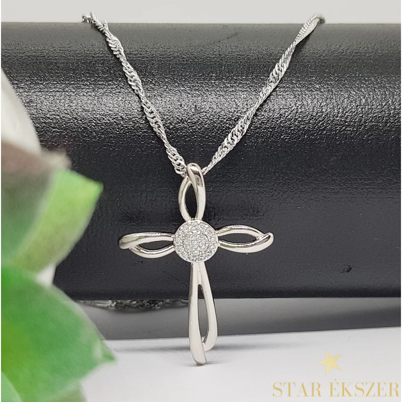 Berit White Gold Filled kereszt medálos nyaklánc 45cm