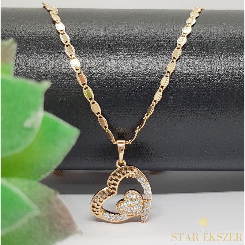 Robyn Gold Filled dupla szív medálos nyaklánc 50cm