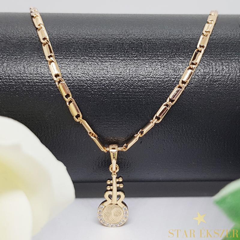 Gitár medálos antiallergén, Gold Filled nyaklánc 50cm