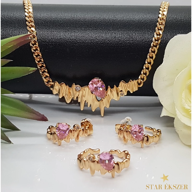 Bente Gold Filled Ékszerszett Pink