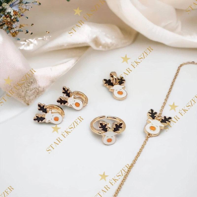 Rénszarvasos antiallergén Gold Filled kislány Ékszerszett