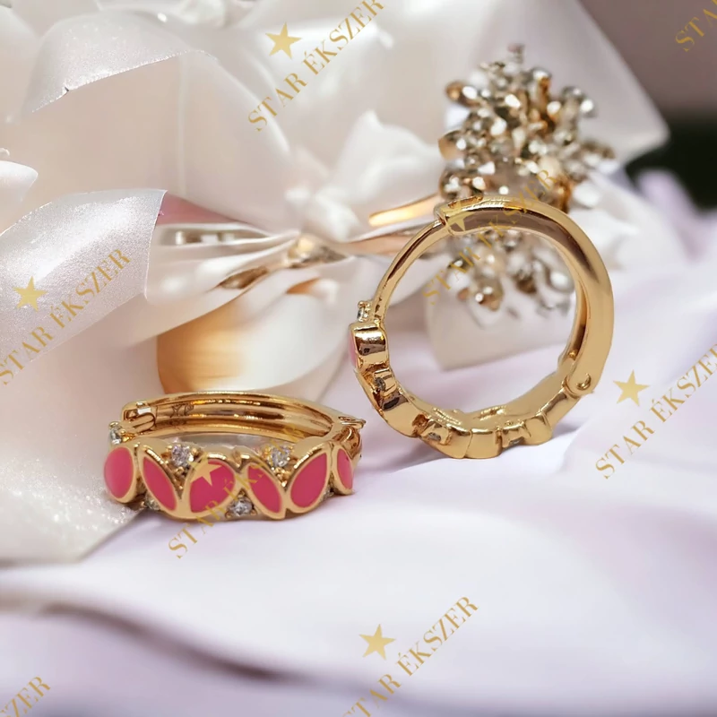 Jolien Gold Filled antiallergén kislány fülbevaló pink