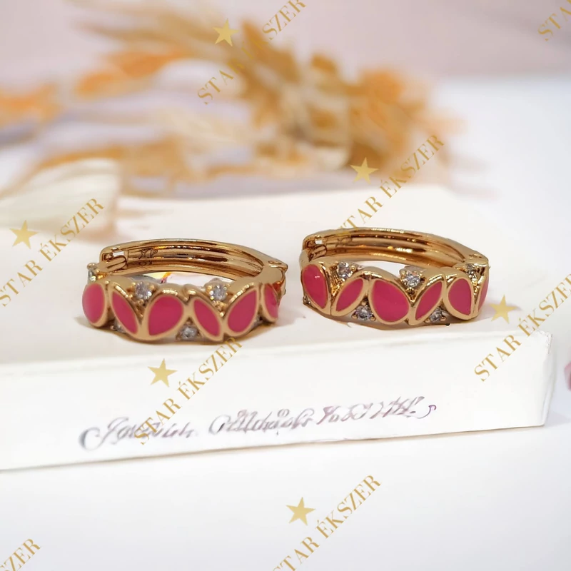 Jolien Gold Filled antiallergén kislány fülbevaló pink