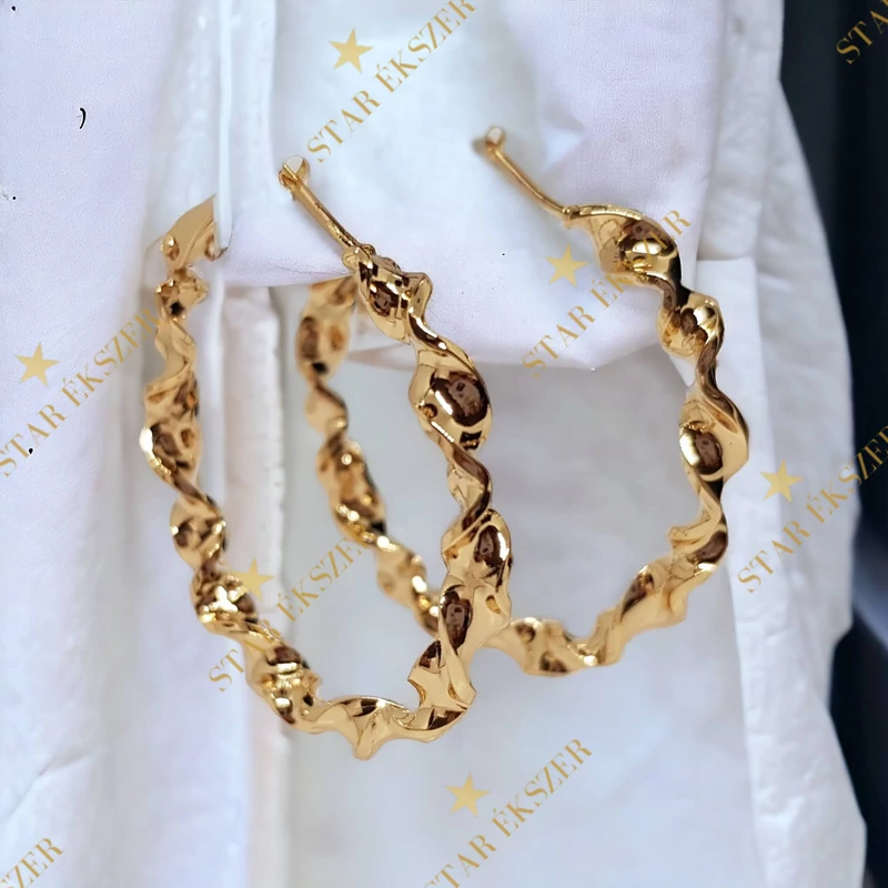 Lotte Gold Filled antiallergén csavart karika fülbevaló 3,5cm