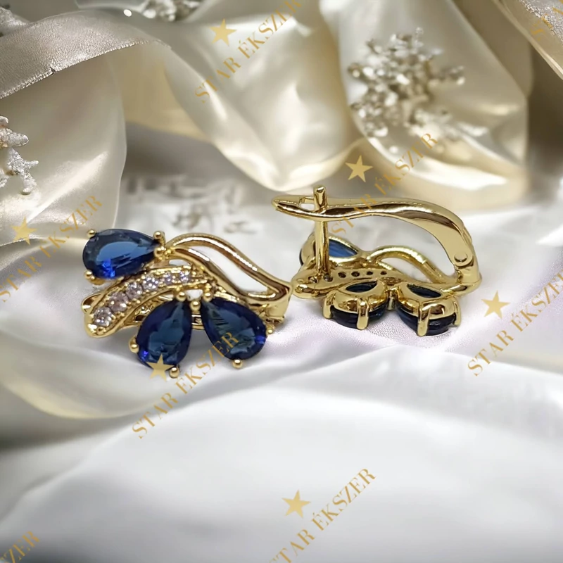Kirsi 14K Gold filled antiallergén fülbevaló mélykék