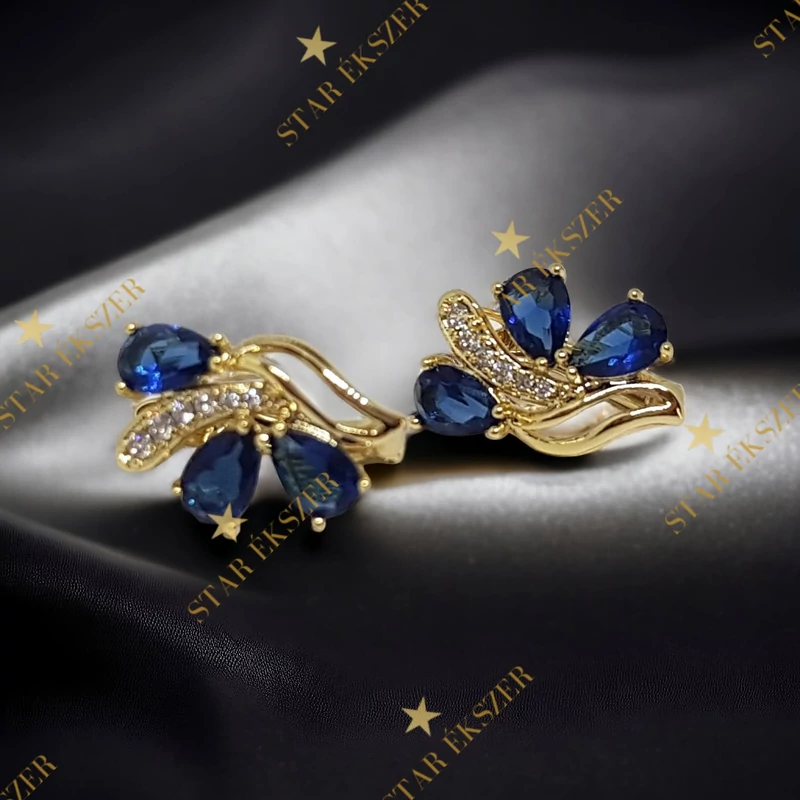 Kirsi 14K Gold filled antiallergén fülbevaló mélykék