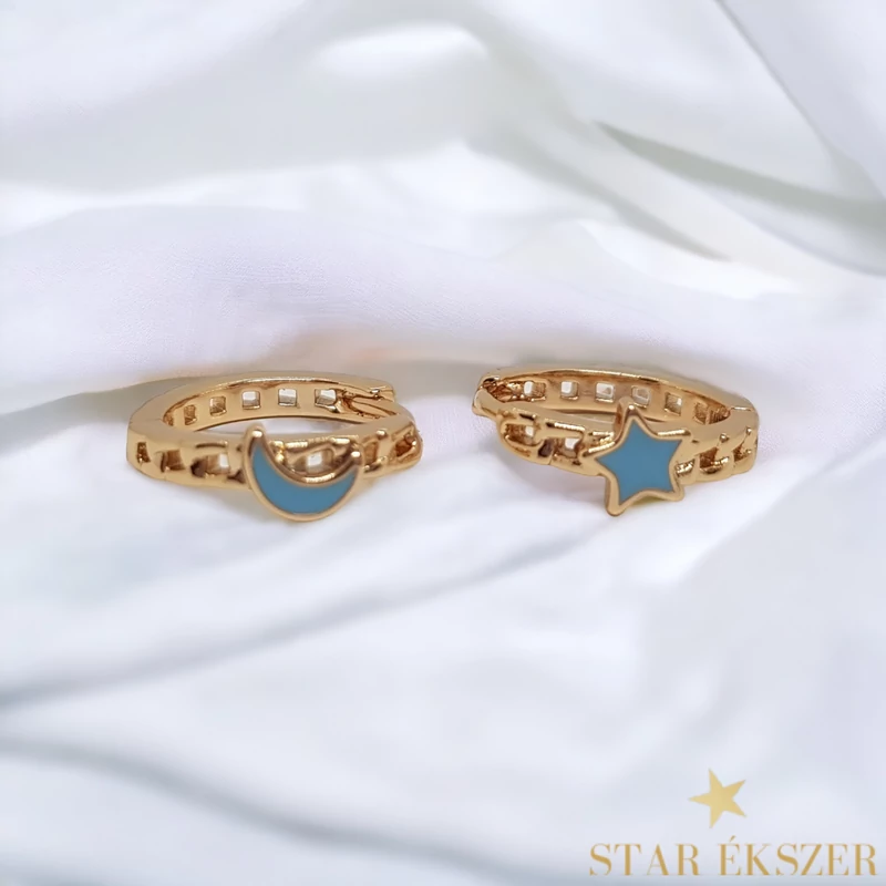 Mona Gold Filled antiallergén kislány fülbevaló kék