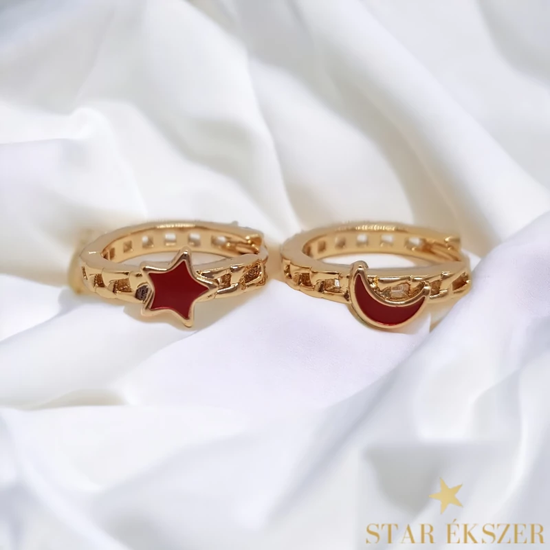 Mona Gold Filled antiallergén kislány fülbevaló piros