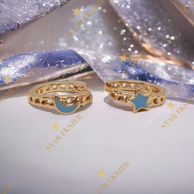 Mona Gold Filled antiallergén kislány fülbevaló kék