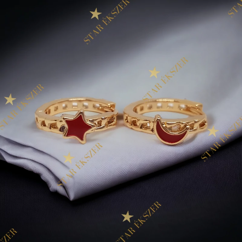 Mona Gold Filled antiallergén kislány fülbevaló piros