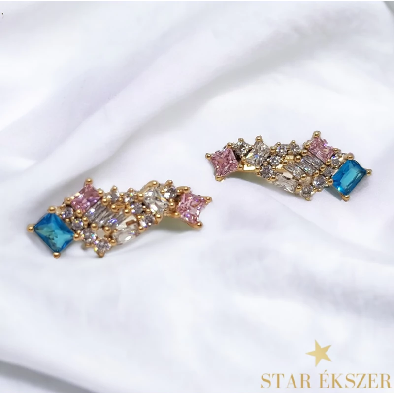 Giselle Gold Filled antiallergén köves fülbevaló türkizkék