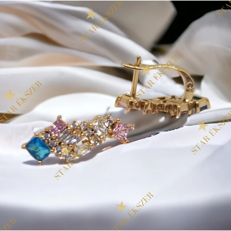 Giselle Gold Filled antiallergén köves fülbevaló türkizkék