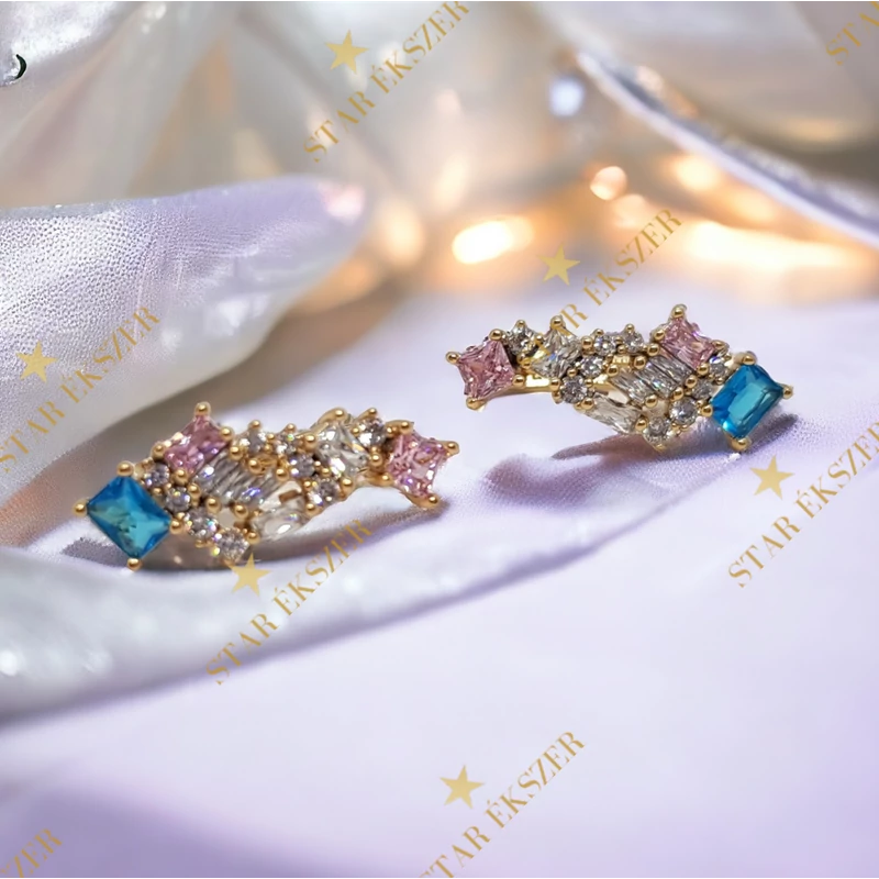 Giselle Gold Filled antiallergén köves fülbevaló türkizkék