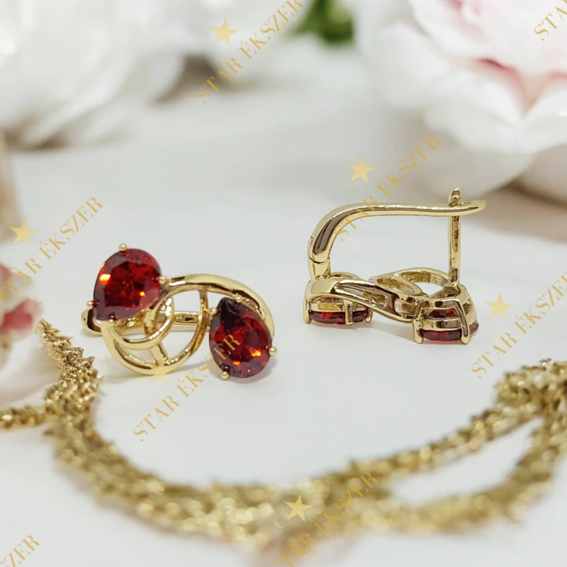 Adala 14K Gold Filled antiallergén fülbevaló piros
