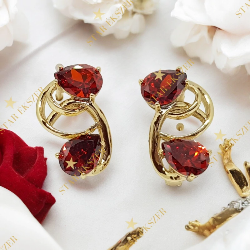 Adala 14K Gold Filled antiallergén fülbevaló piros