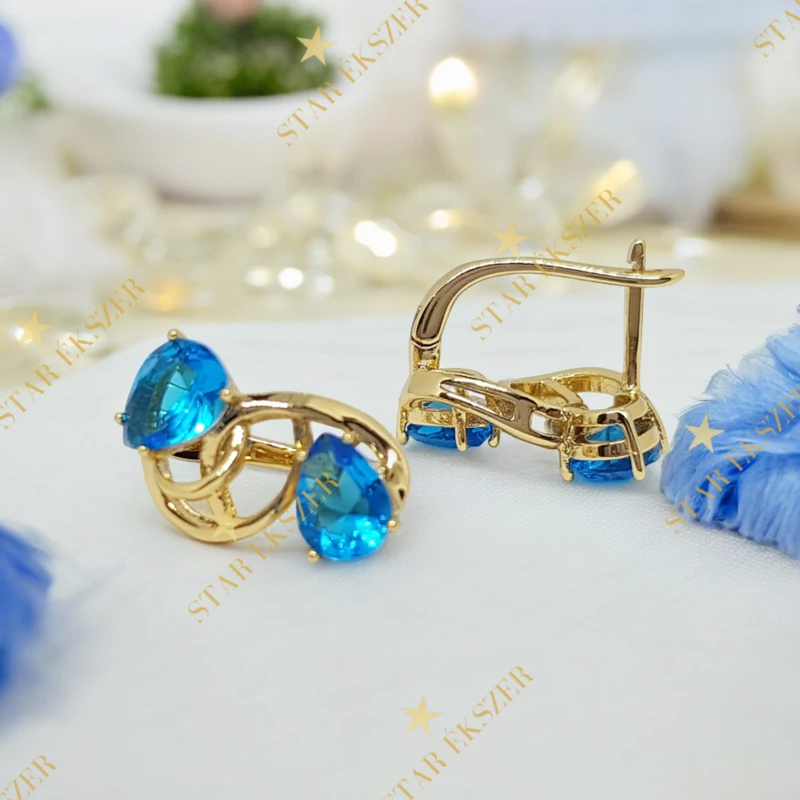 Adala 14K Gold Filled antiallergén fülbevaló türkizkék