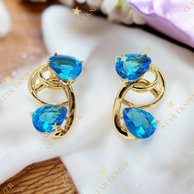 Adala 14K Gold Filled antiallergén fülbevaló türkizkék