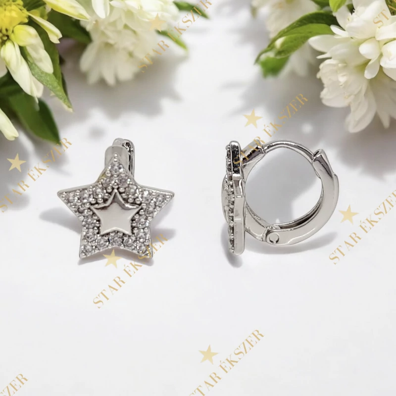 Csillag White Gold Filled antiallergén fülbevaló