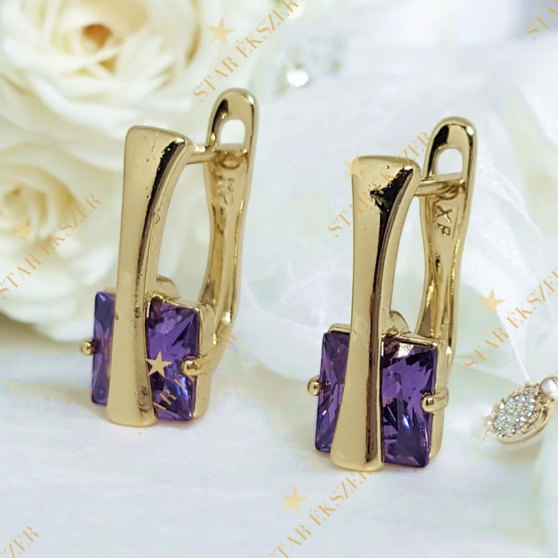 Camille 14K Gold Filled antiallergén fülbevaló lila