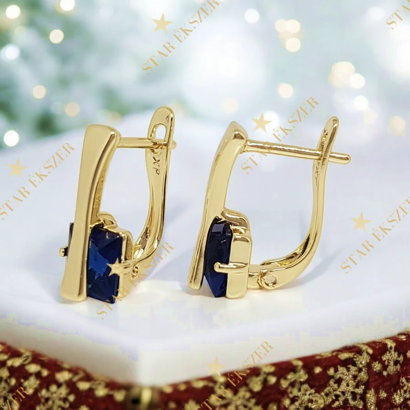 Camille 14K Gold Filled antiallergén fülbevaló kék