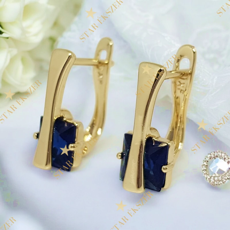Camille 14K Gold Filled antiallergén fülbevaló kék