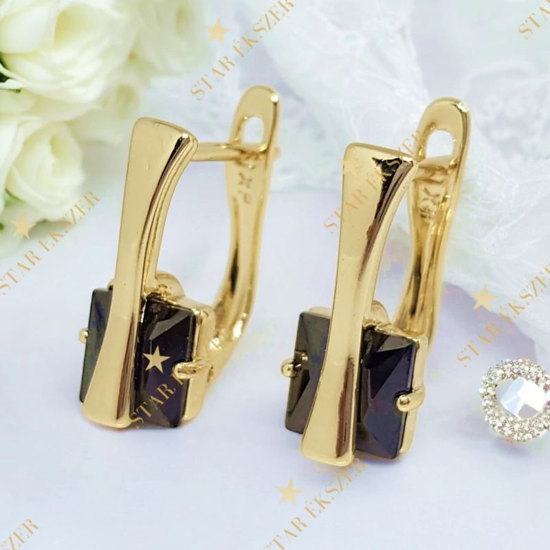 Camille 14K Gold Filled antiallergén fülbevaló fekete