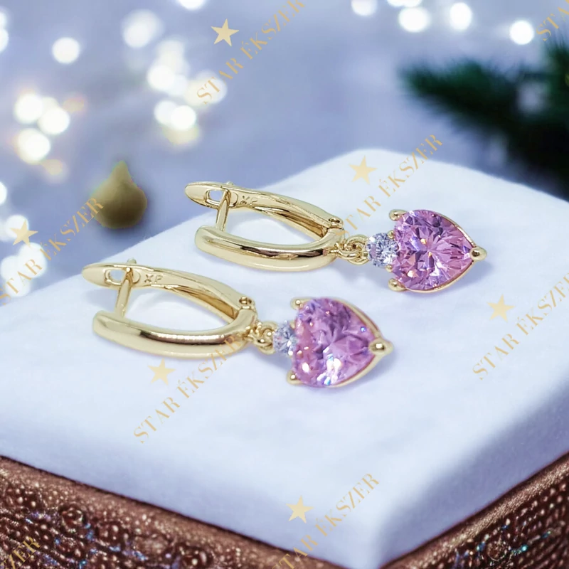 Valeria 14K Gold Filled antiallergén fülbevaló pink