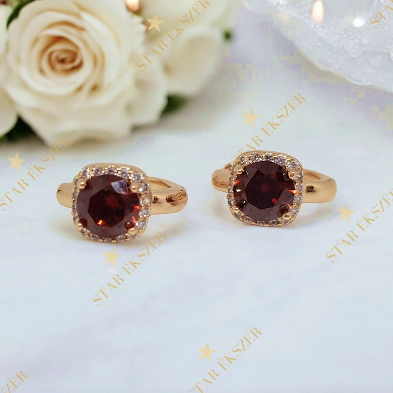 Leandra 18K Gold Filled antiallergén fülbevaló piros