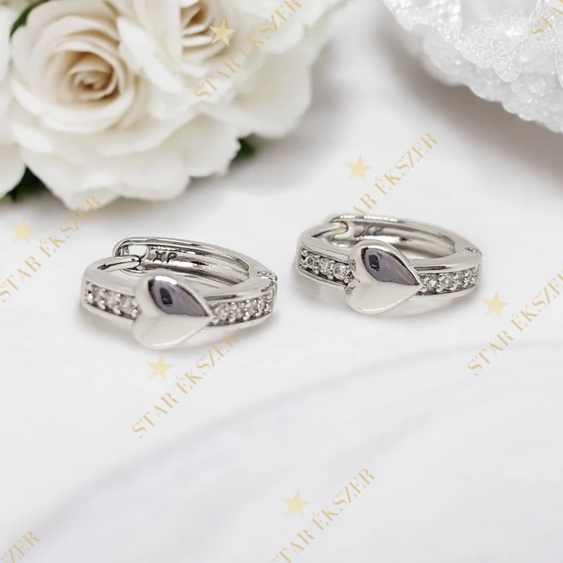 Vicenza White Gold Filled antiallergén szíves kislány fülbevaló