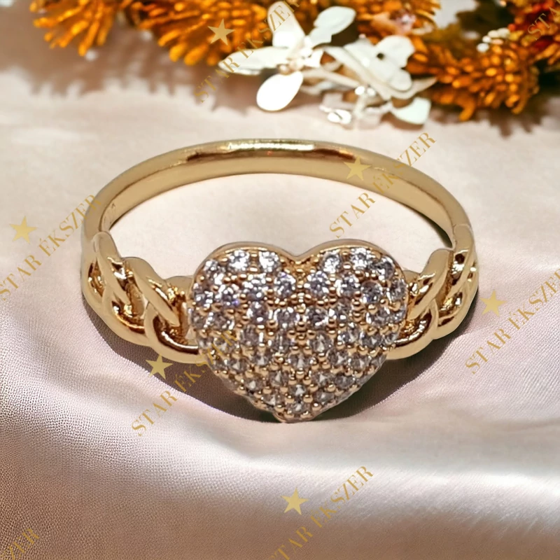 Hilde antiallergén Gold Filled szíves gyűrű 54-es