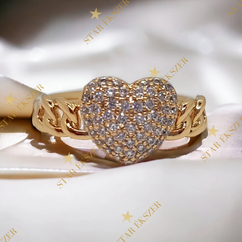 Hilde antiallergén Gold Filled szíves gyűrű 54-es