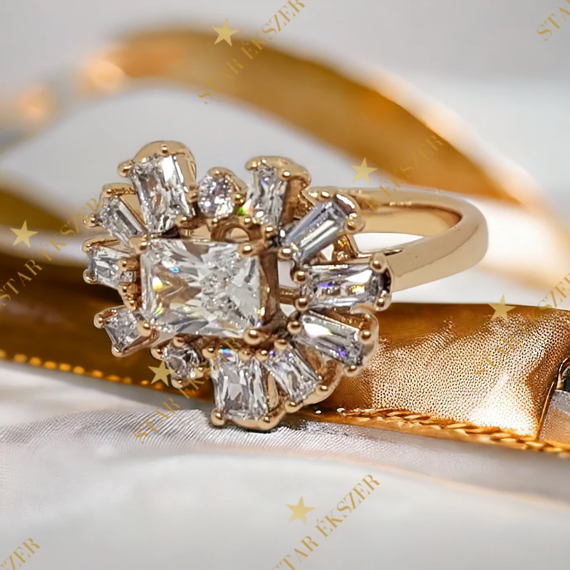 Pirit antiallergén Gold Filled köves gyűrű 52-es