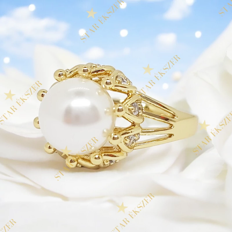 Gilda antiallergén Gold Filled gyöngyös gyűrű 57-es