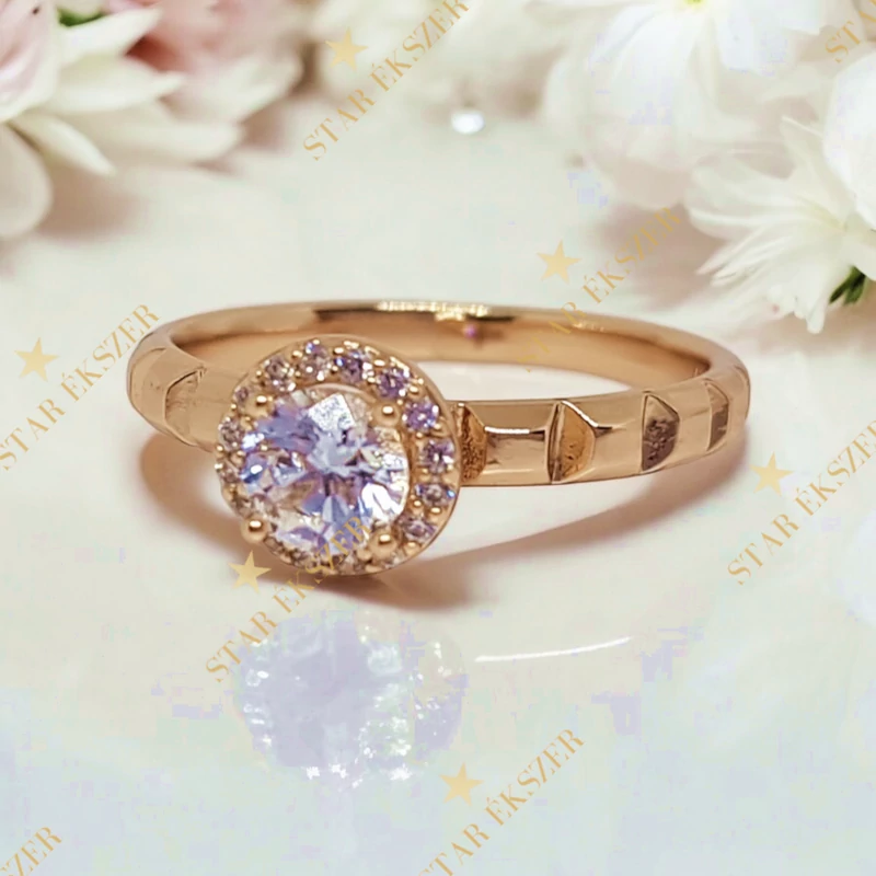 Fresita 18K antiallergén Gold Filled köves gyűrű 52-es