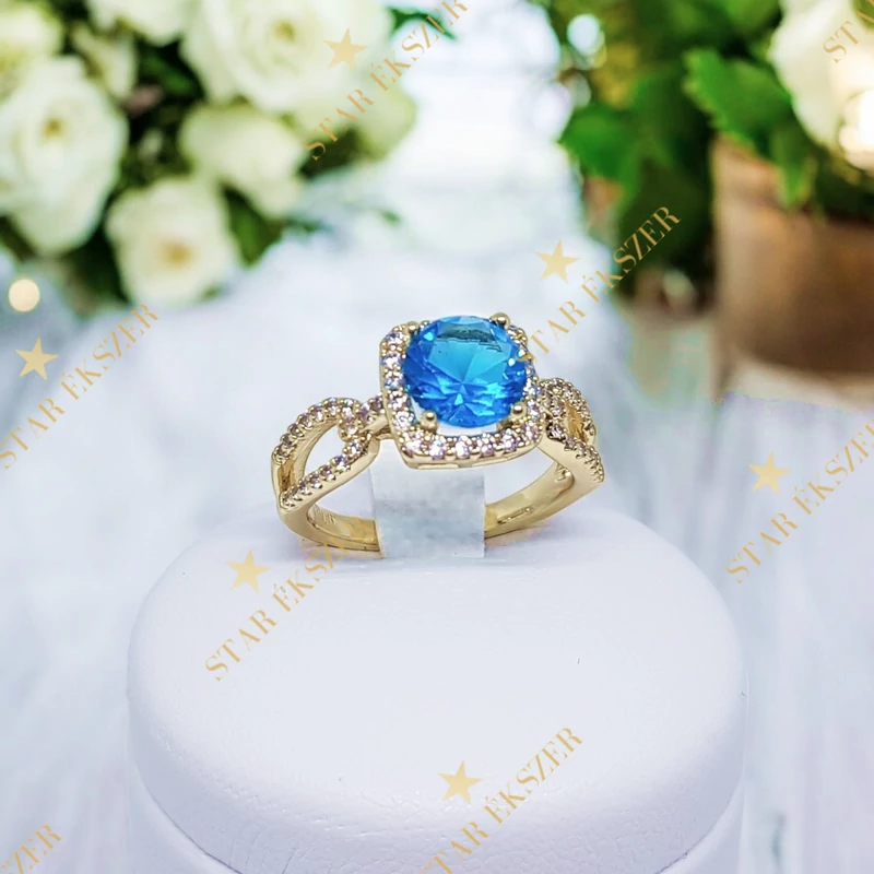 Martina 14K antiallergén Gold Filled gyűrű türkiz 52-es