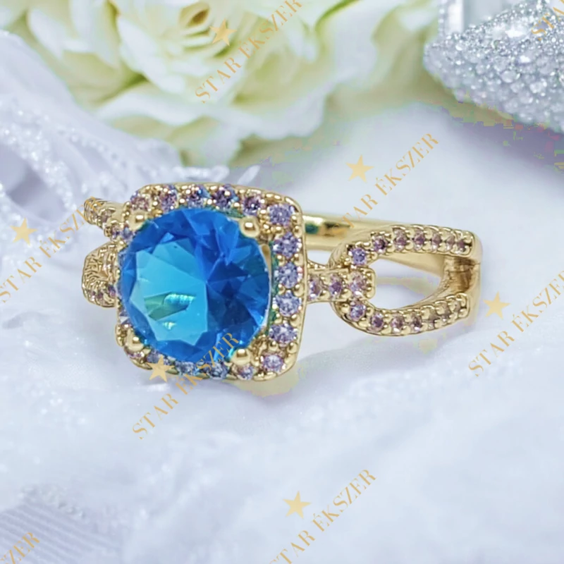 Martina 14K antiallergén Gold Filled gyűrű türkiz 52-es