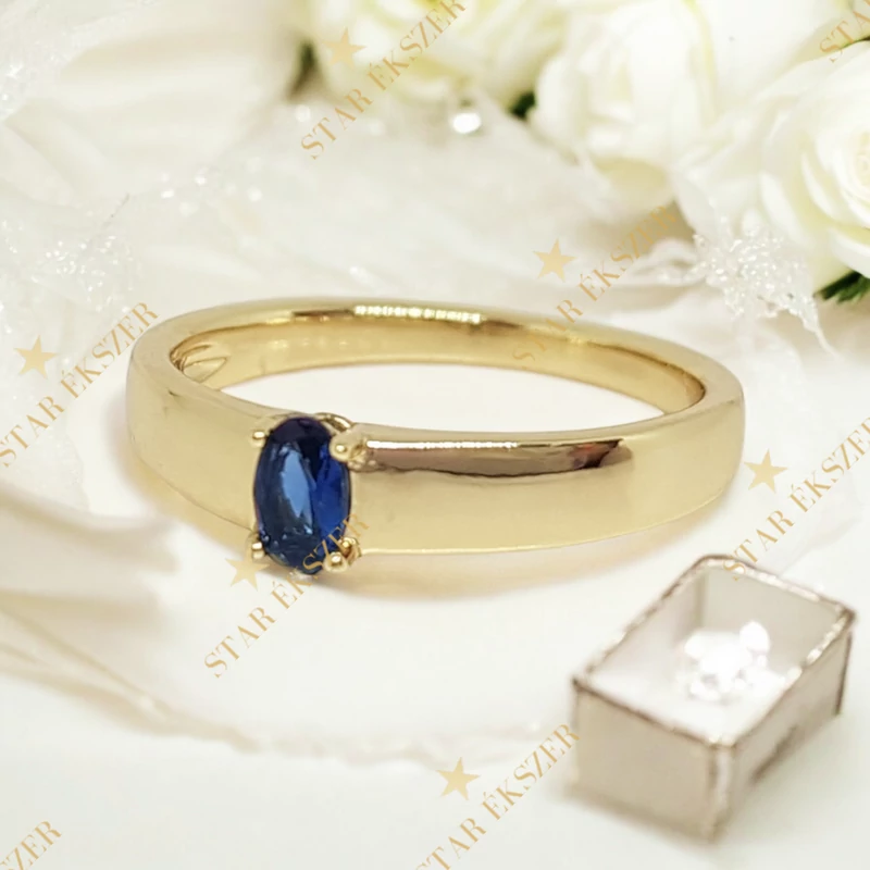 Tina 14K antiallergén Gold Filled gyűrű kék 62-es