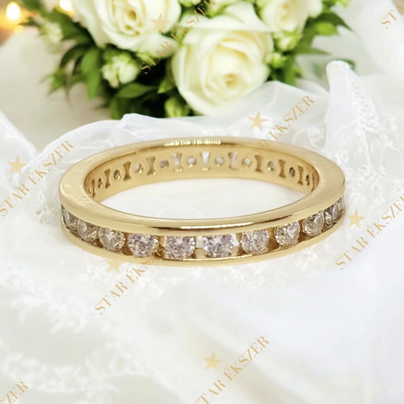 Lona 14K antiallergén Gold Filled köves karikagyűrű 57-es