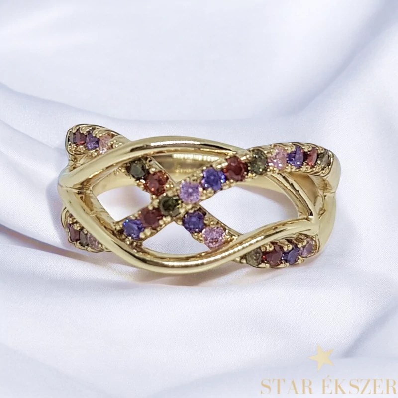 Geillis 14K antiallergén Gold Filled színes gyűrű 54-es