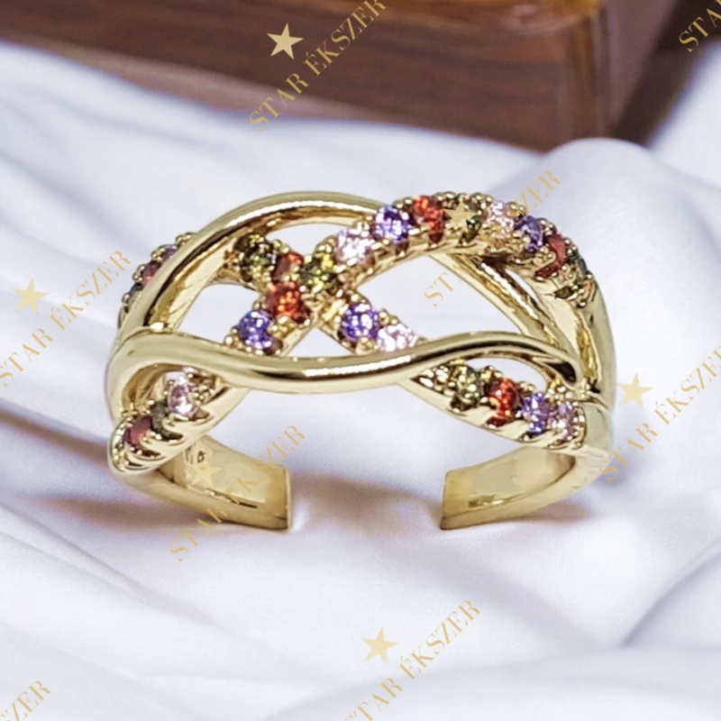 Geillis 14K antiallergén Gold Filled színes gyűrű 54-es