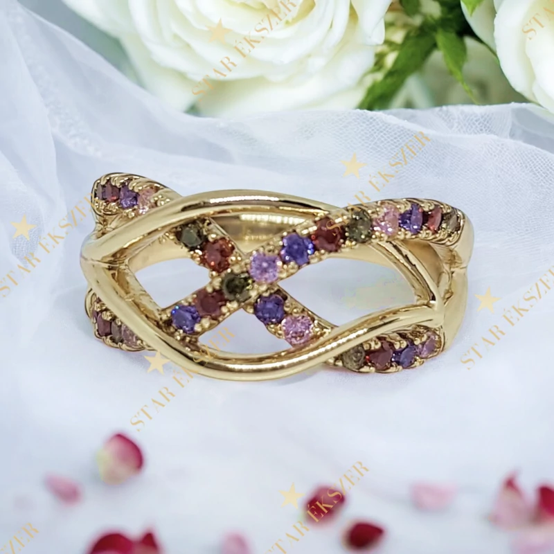 Geillis 14K antiallergén Gold Filled színes gyűrű 54-es