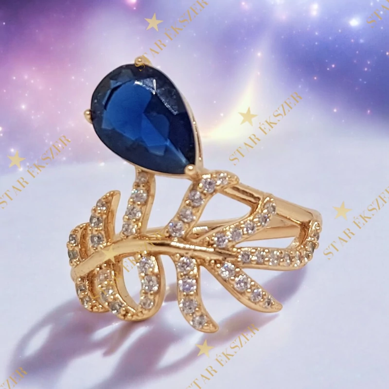 Sarah Gold Filled köves Gyűrű kék 57-es