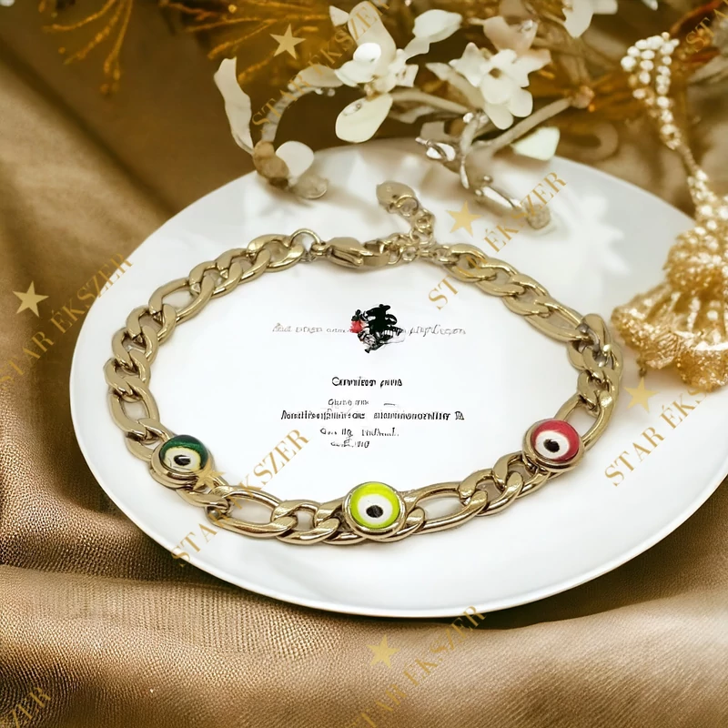 Evil Eye nemesacél karkötő 21cm
