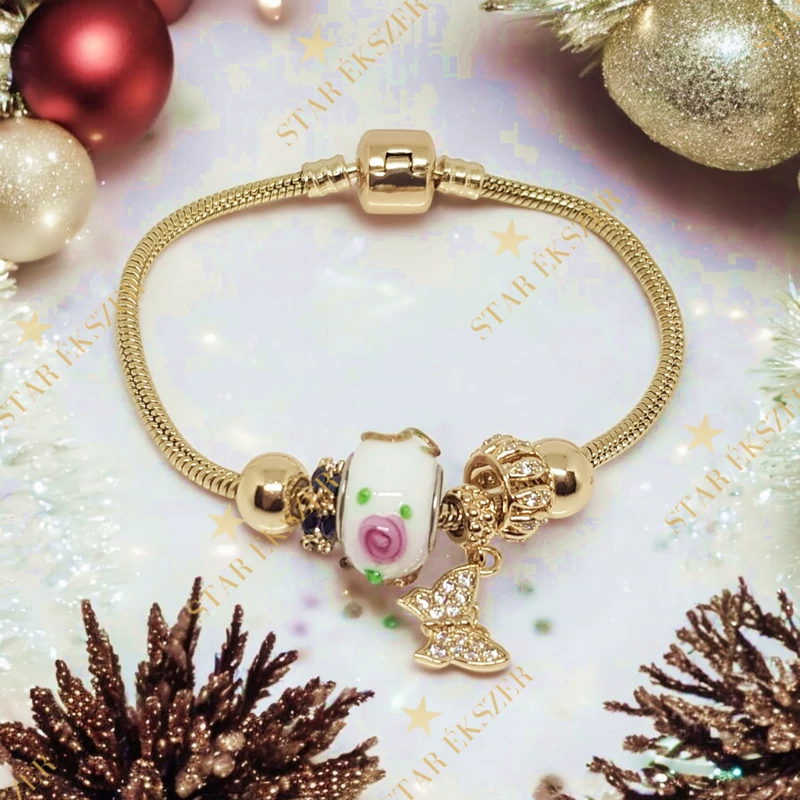 Pandi 14K Gold Filled antiallergén pillanagós karkötő 17cm 