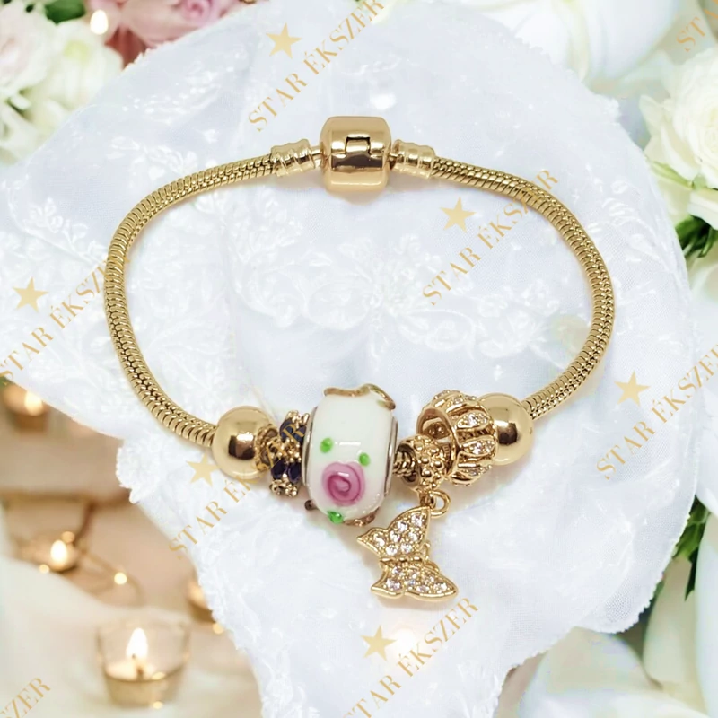 Pandi 14K Gold Filled antiallergén pillanagós karkötő 17cm 