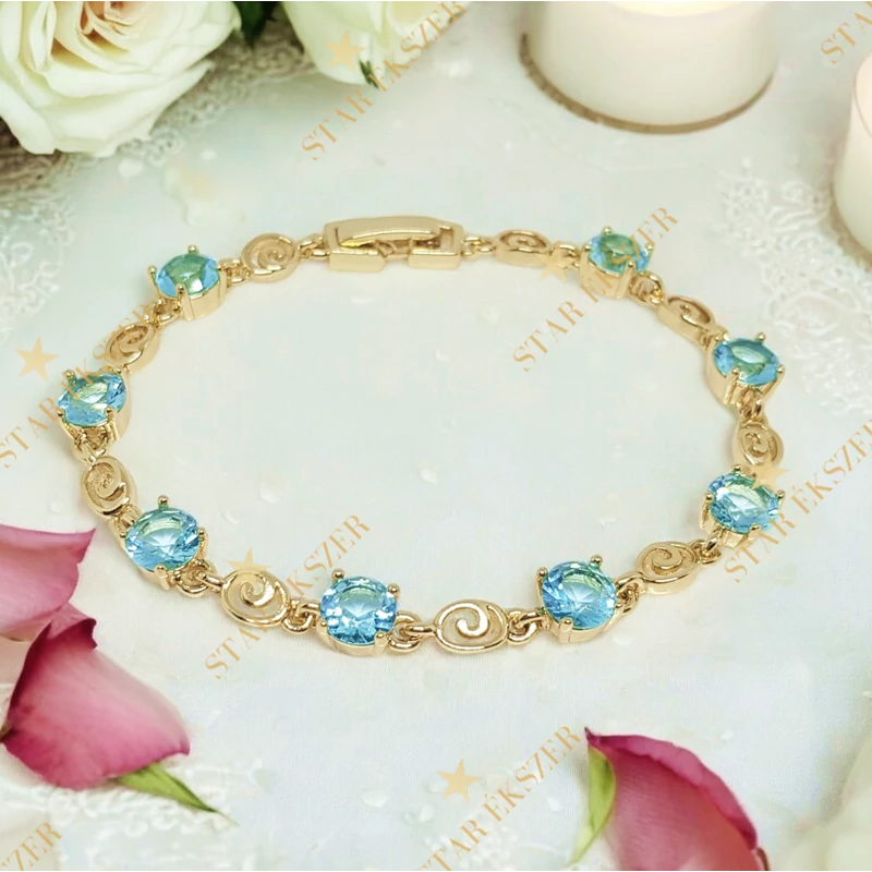 Amelia 14K Gold Filled antiallergén karkötő 17cm türkiz