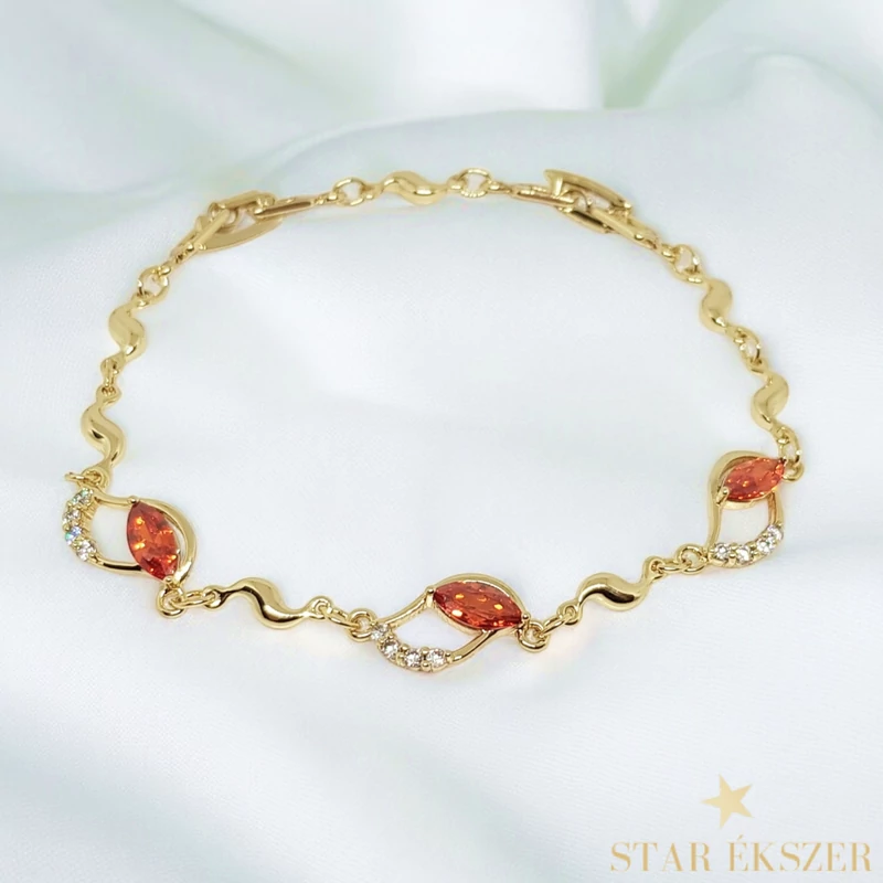 Donna 14K Gold Filled antiallergén köves karkötő piros 16/19cm 