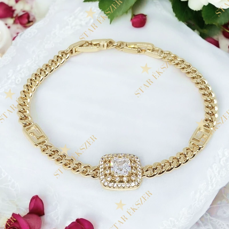 Sára 14K Gold Filled antiallergén karkötő 17/19cm fehér